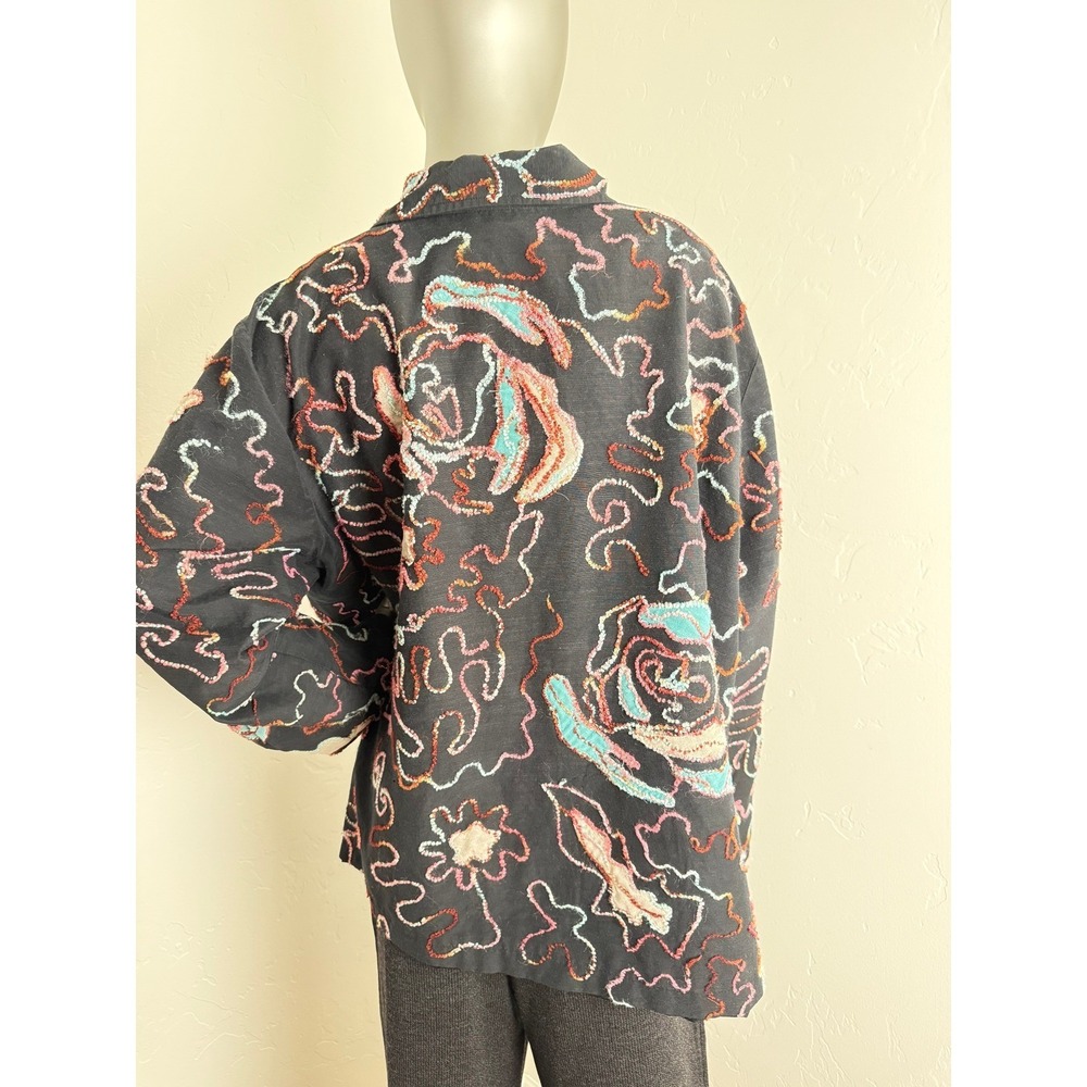Mirasol Woman Black Embroidered Button Front Lined Jacket Size 2X - Picture 3 of 7